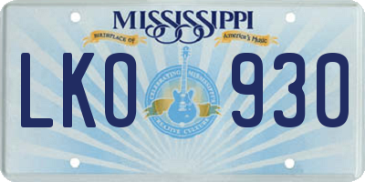 MS license plate LKO930