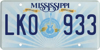 MS license plate LKO933