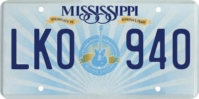 MS license plate LKO940