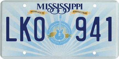 MS license plate LKO941