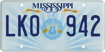 MS license plate LKO942