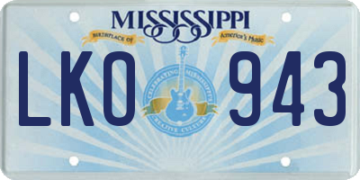 MS license plate LKO943