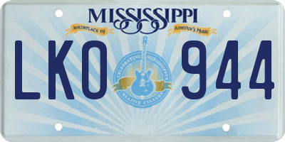 MS license plate LKO944
