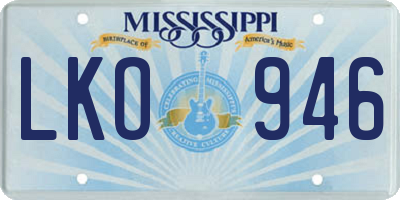 MS license plate LKO946