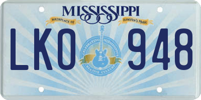 MS license plate LKO948