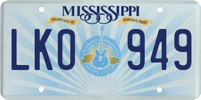 MS license plate LKO949