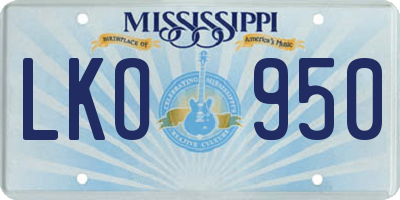 MS license plate LKO950