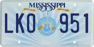 MS license plate LKO951