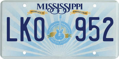 MS license plate LKO952