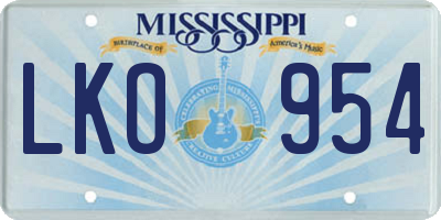 MS license plate LKO954