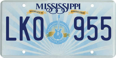 MS license plate LKO955