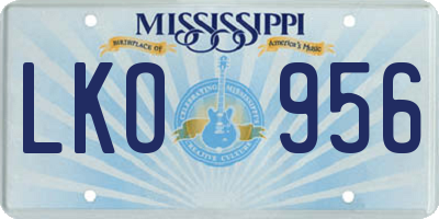 MS license plate LKO956