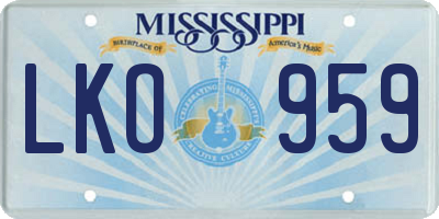 MS license plate LKO959