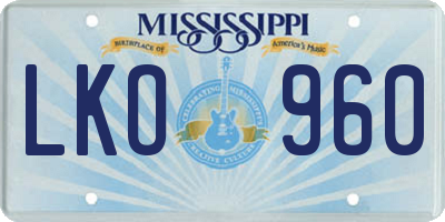 MS license plate LKO960