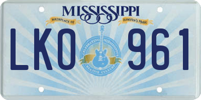 MS license plate LKO961