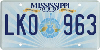 MS license plate LKO963