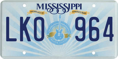 MS license plate LKO964