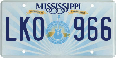 MS license plate LKO966