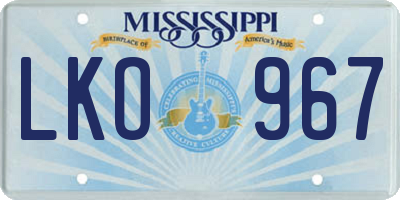 MS license plate LKO967