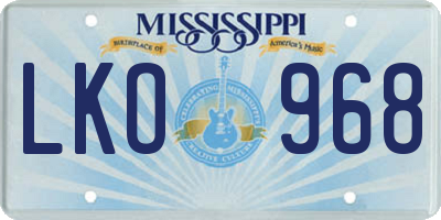 MS license plate LKO968