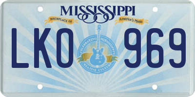 MS license plate LKO969