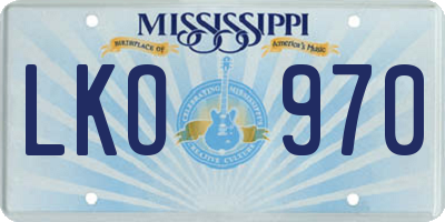 MS license plate LKO970