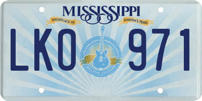MS license plate LKO971