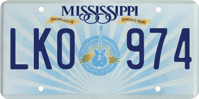 MS license plate LKO974