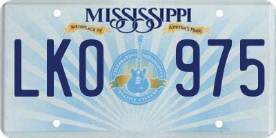 MS license plate LKO975