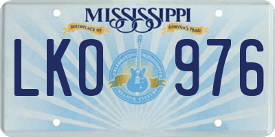 MS license plate LKO976
