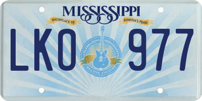 MS license plate LKO977