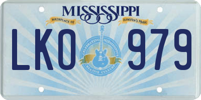 MS license plate LKO979