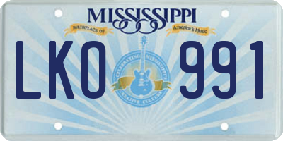 MS license plate LKO991