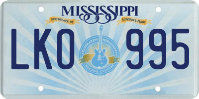 MS license plate LKO995