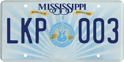 MS license plate LKP003