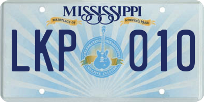 MS license plate LKP010