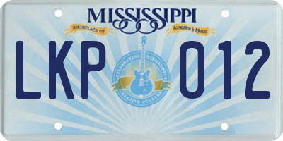 MS license plate LKP012