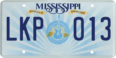 MS license plate LKP013