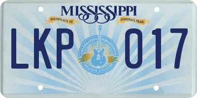 MS license plate LKP017
