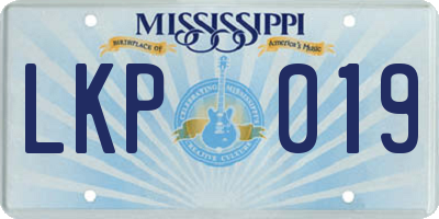 MS license plate LKP019