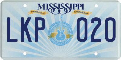 MS license plate LKP020