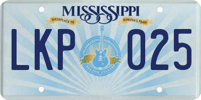 MS license plate LKP025