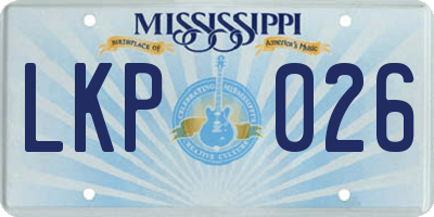 MS license plate LKP026