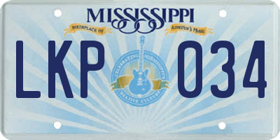 MS license plate LKP034