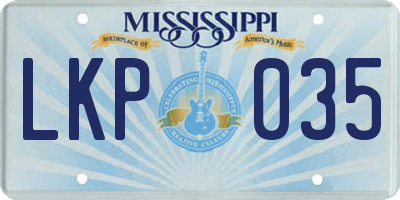 MS license plate LKP035