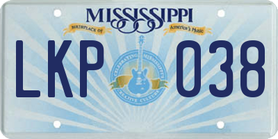 MS license plate LKP038