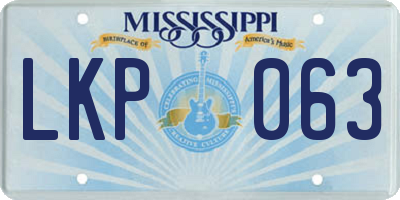 MS license plate LKP063