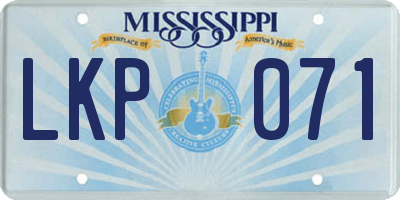 MS license plate LKP071