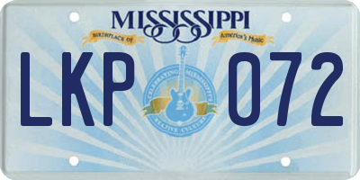 MS license plate LKP072