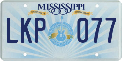 MS license plate LKP077